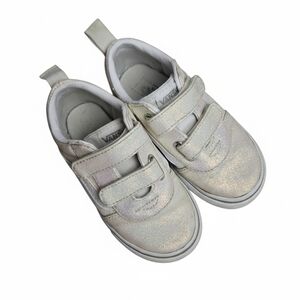 Vans Toddler Old Skool V Glitter Sneakers - Silver White Sparkle - Size 8T